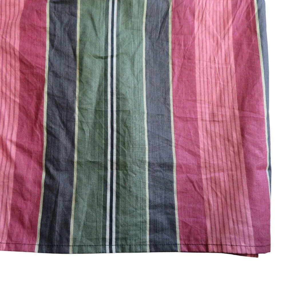 Vintage Y2K Waverly Queen Bed skirt Pink Green Brown Stripes 14.5 in Drop
